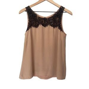 J. Crew 8 Silk Lace Dressy Tank Top Blush Peach Neutral Tan Shirt Medium